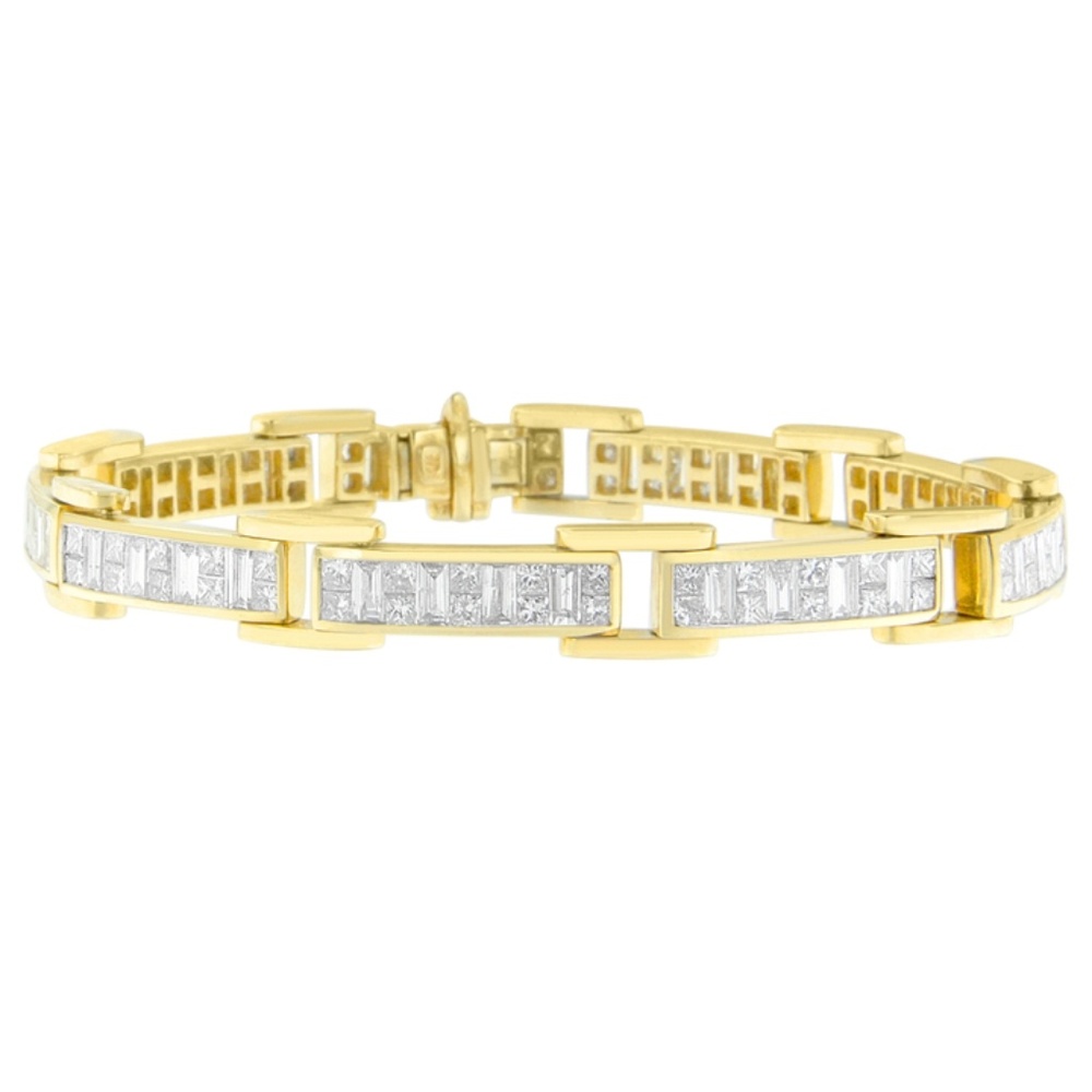14K Gold 7ct. Baguette And Princess-Cut Bracelet